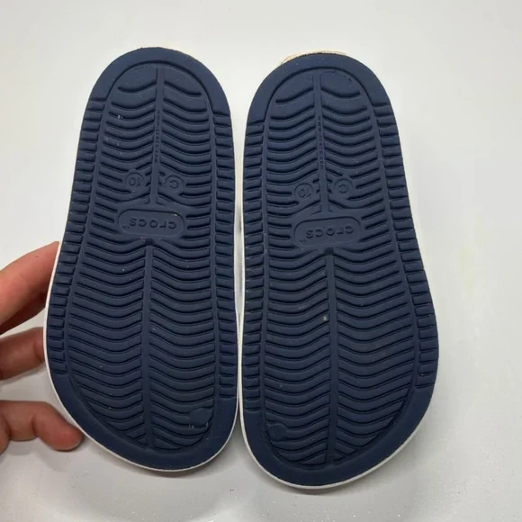 Crocs Kids Navy Clogs with white stripe size 10 - Picture 7 of 10